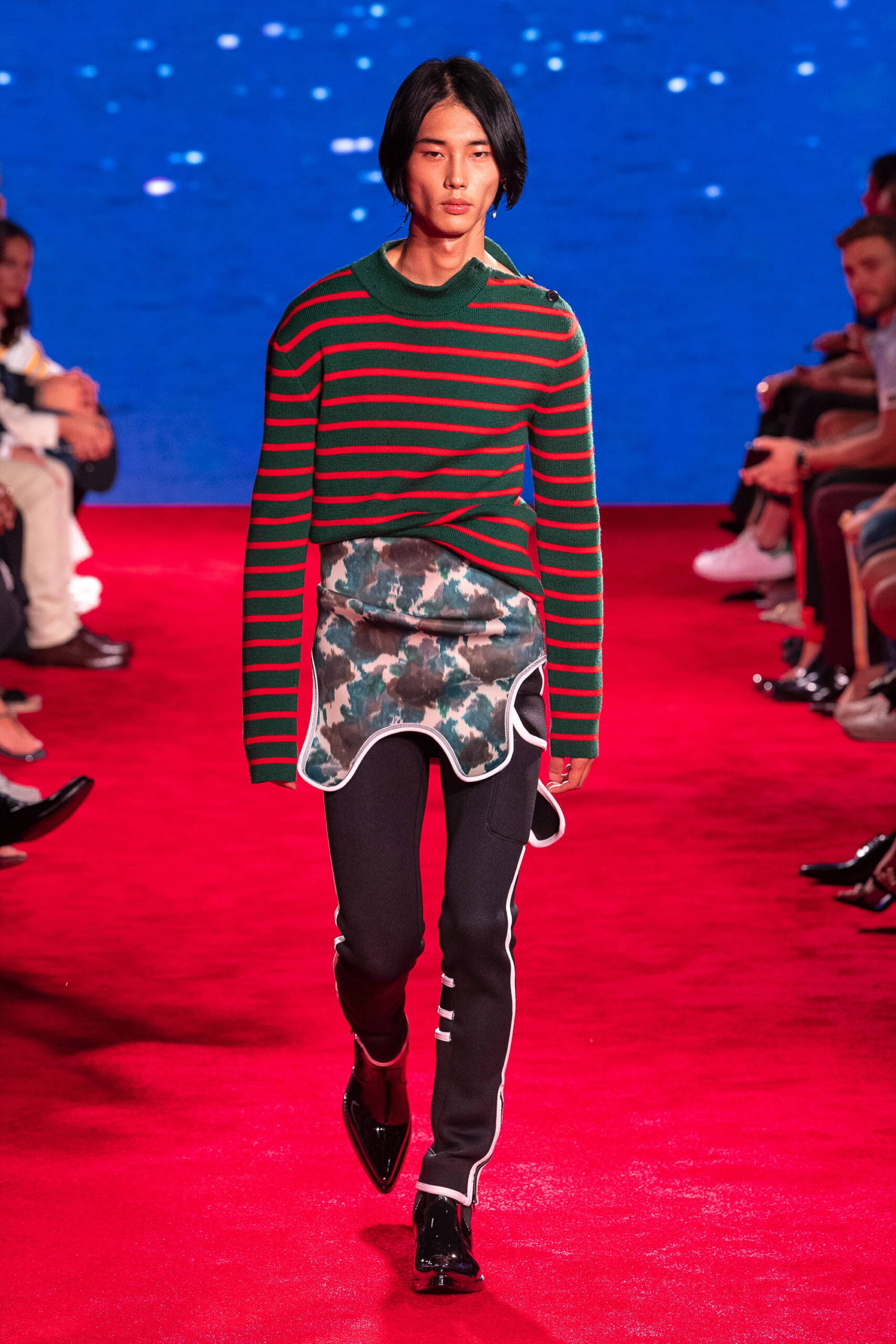green and red striped knit sweater