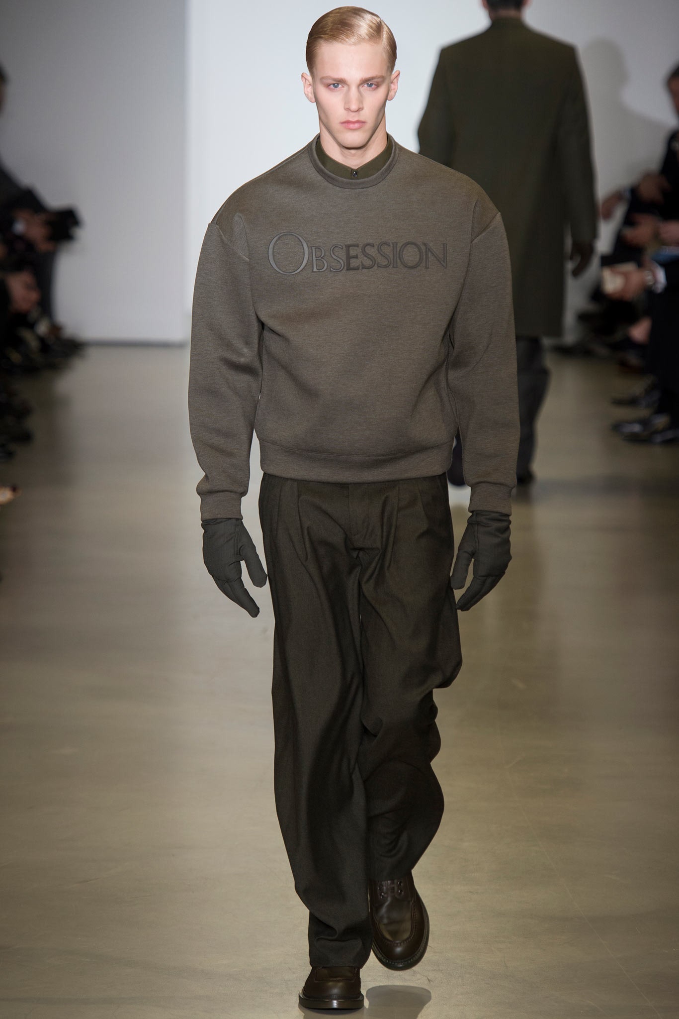 gray jersey long-sleeve high-neck relaxed embossed cropped sweater