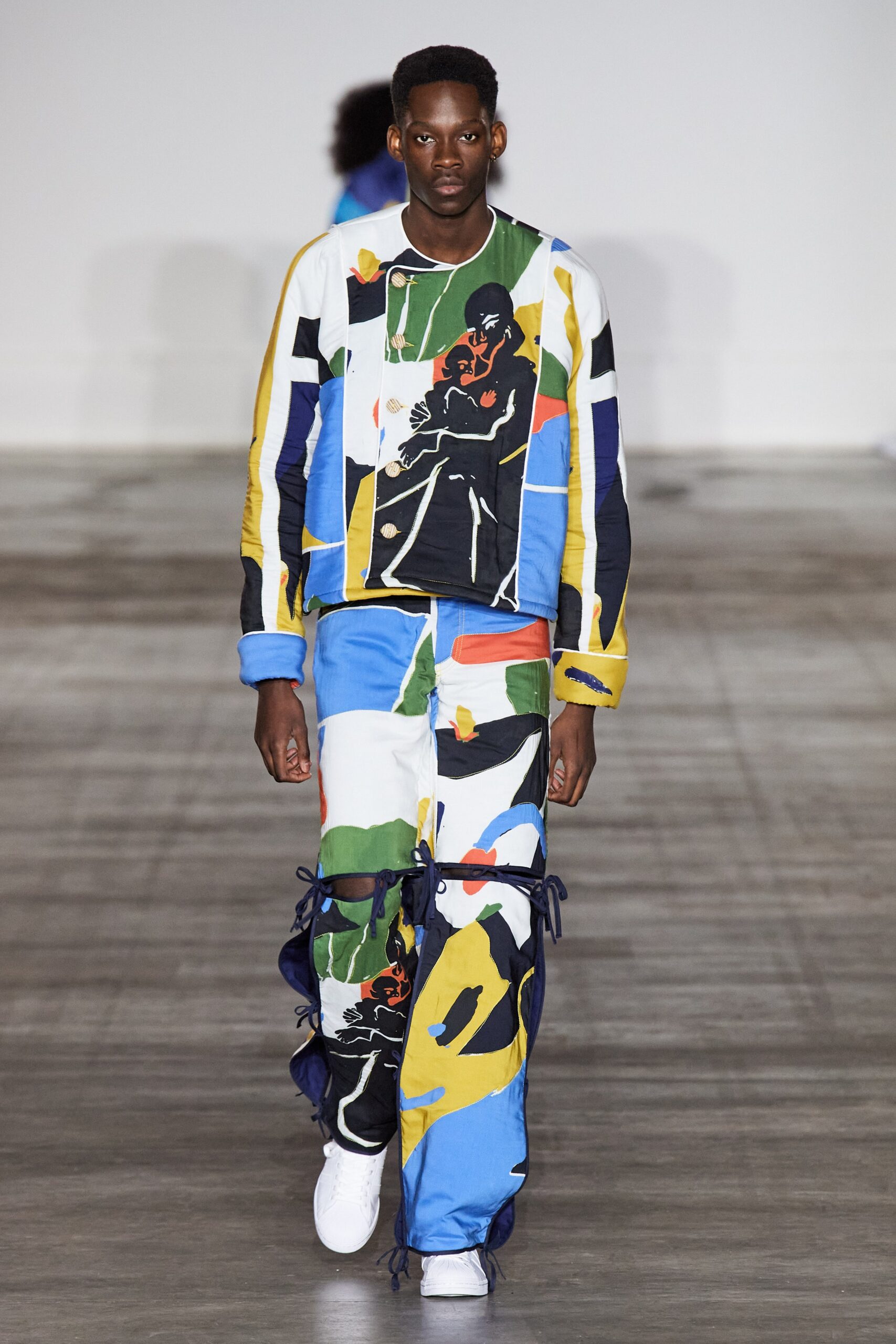 multicolor printed long-sleeve top