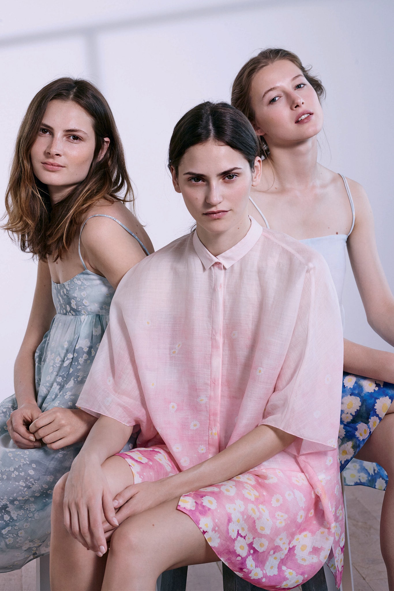 pink daisy print sheer shirt