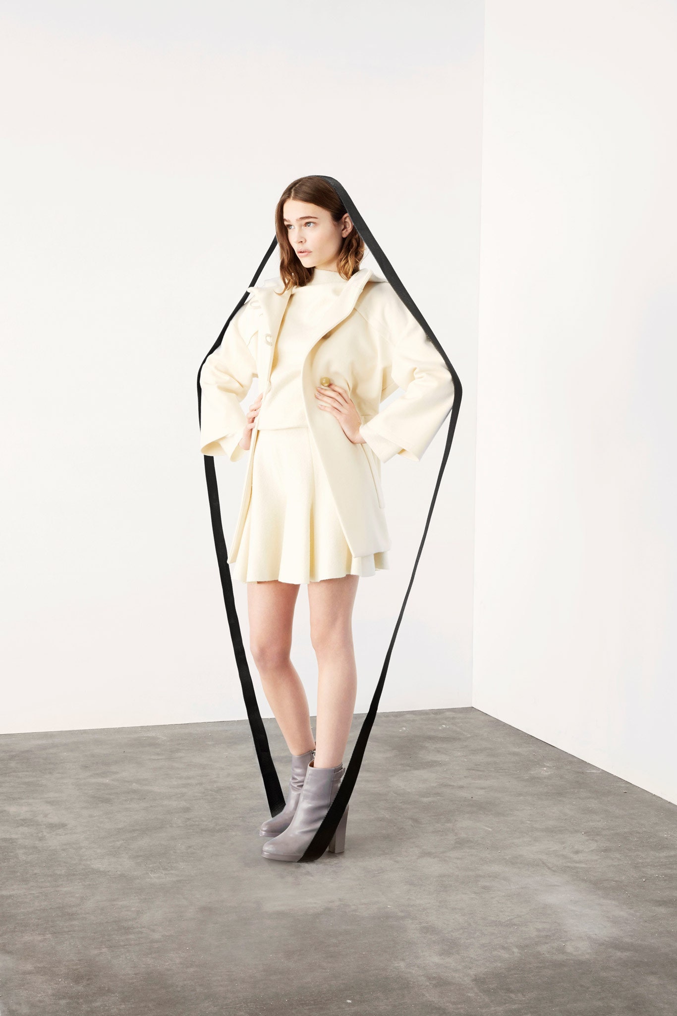 ivory sculptural cropped jacket