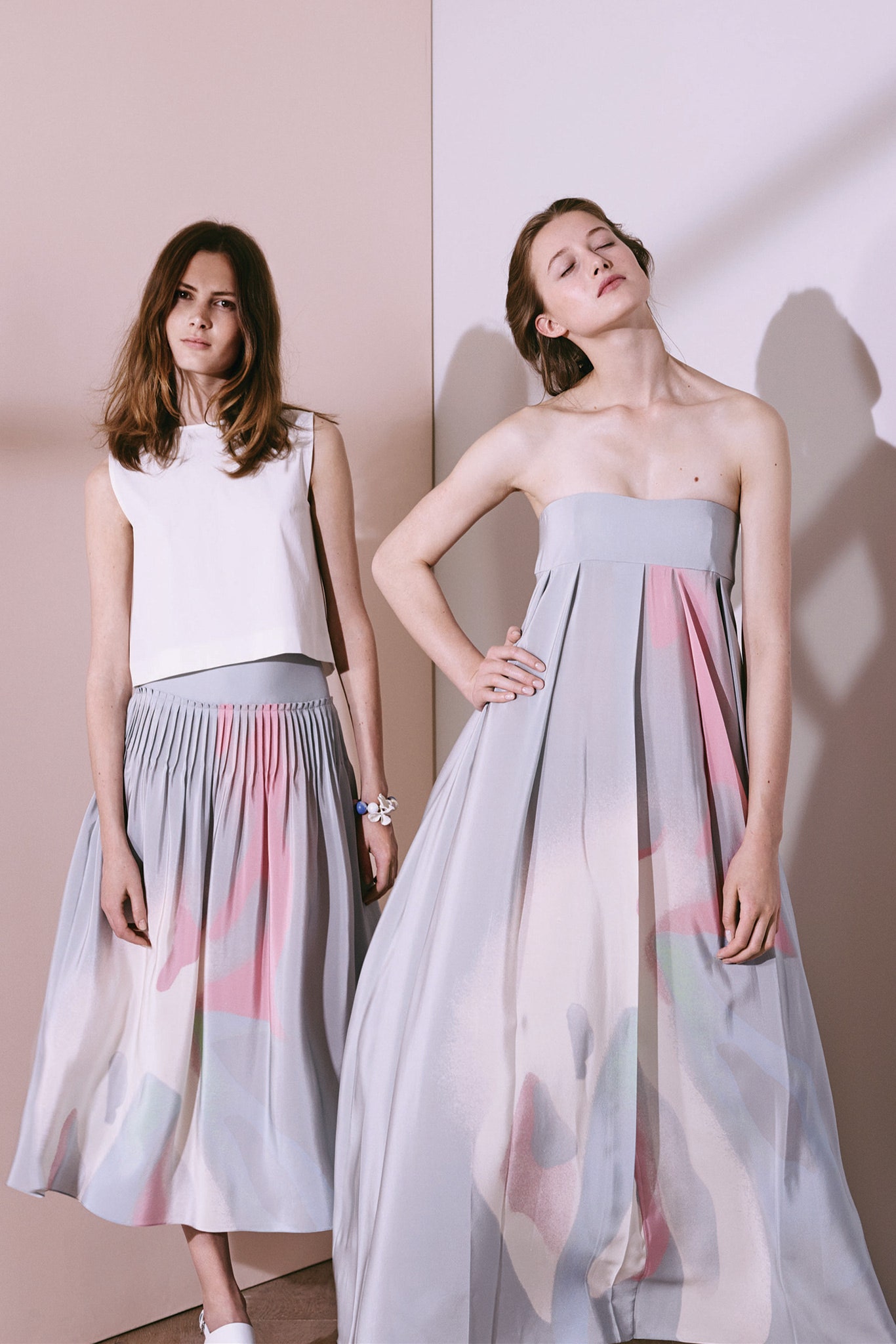 strapless pleated empire gown