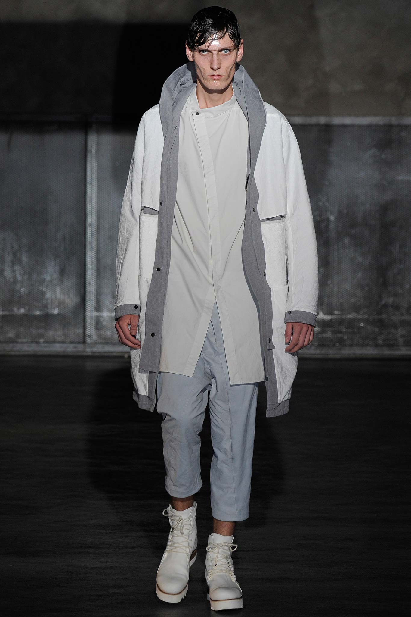 white unknown hooded long-sleeve relaxed color-blocked parka