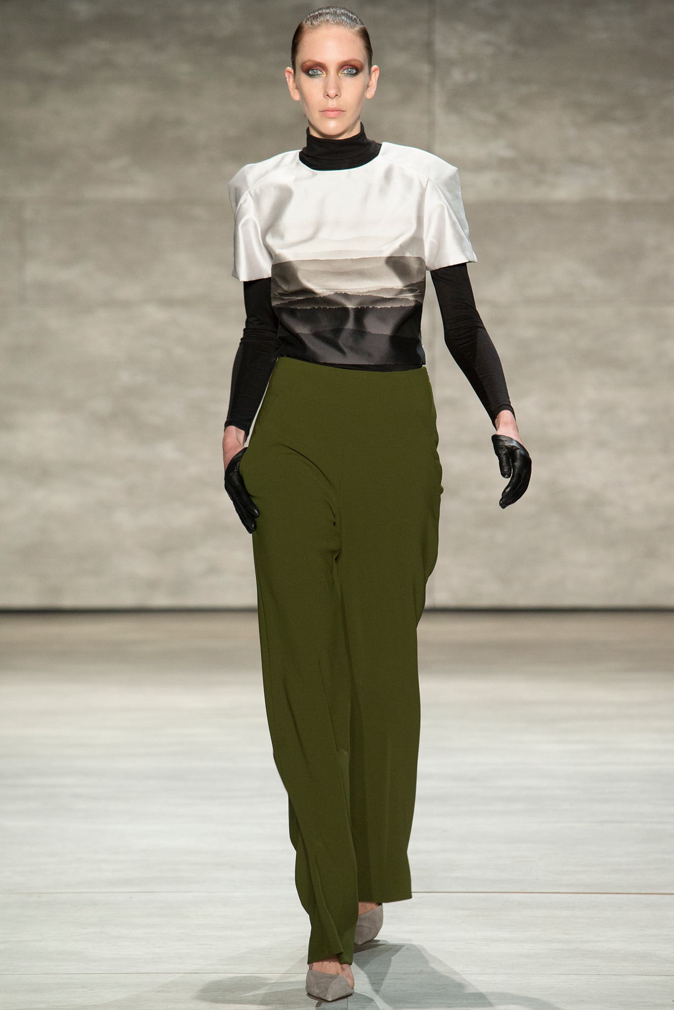 black jersey long-sleeve turtleneck top
