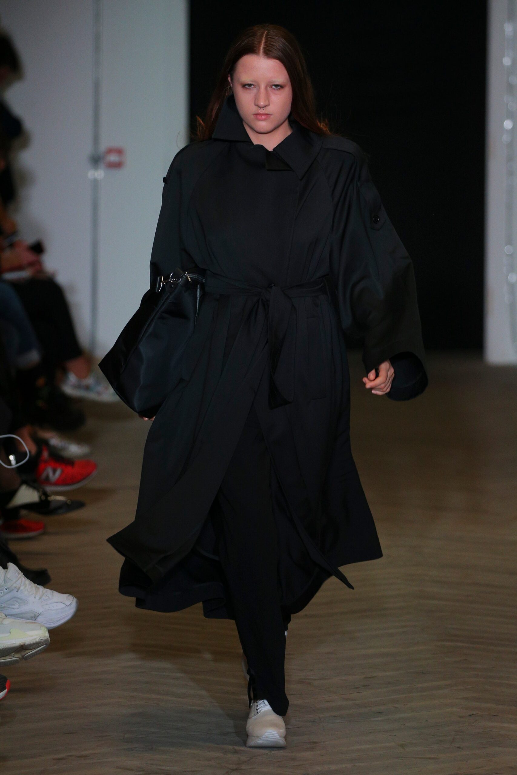 black belted oversized coat