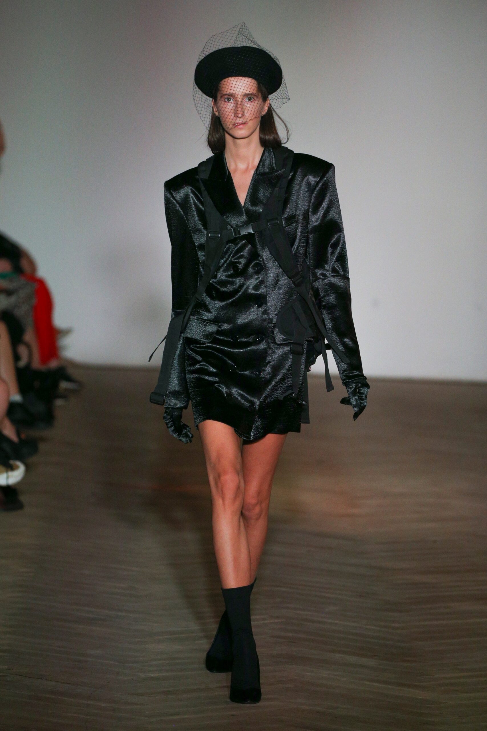 black satin structured blazer