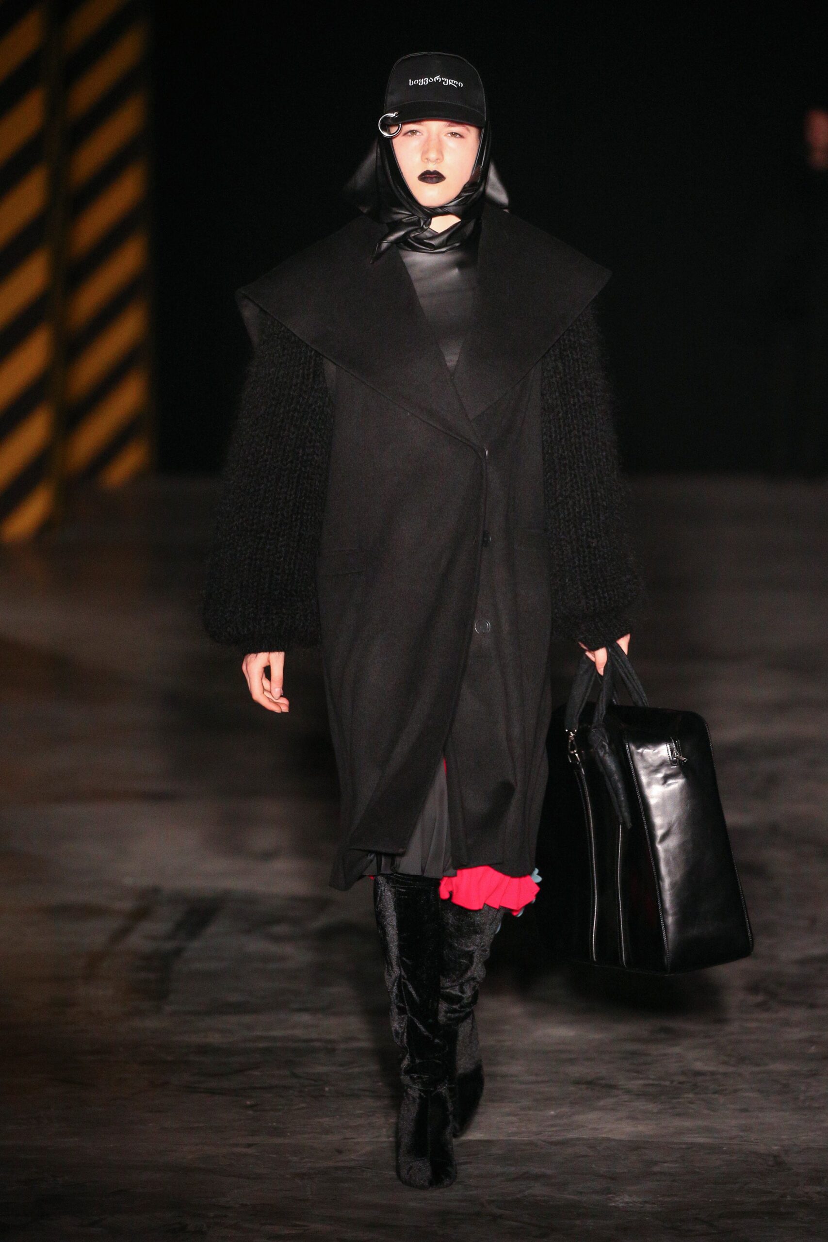 black oversized textured coat
