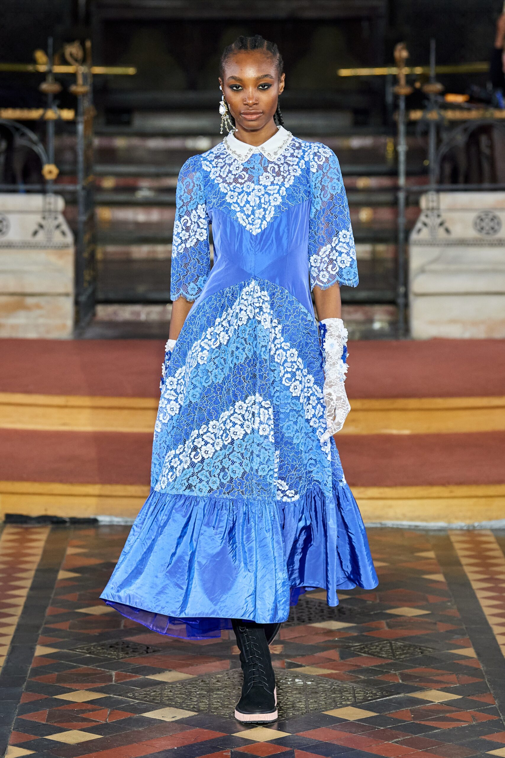blue floral lace maxi dress