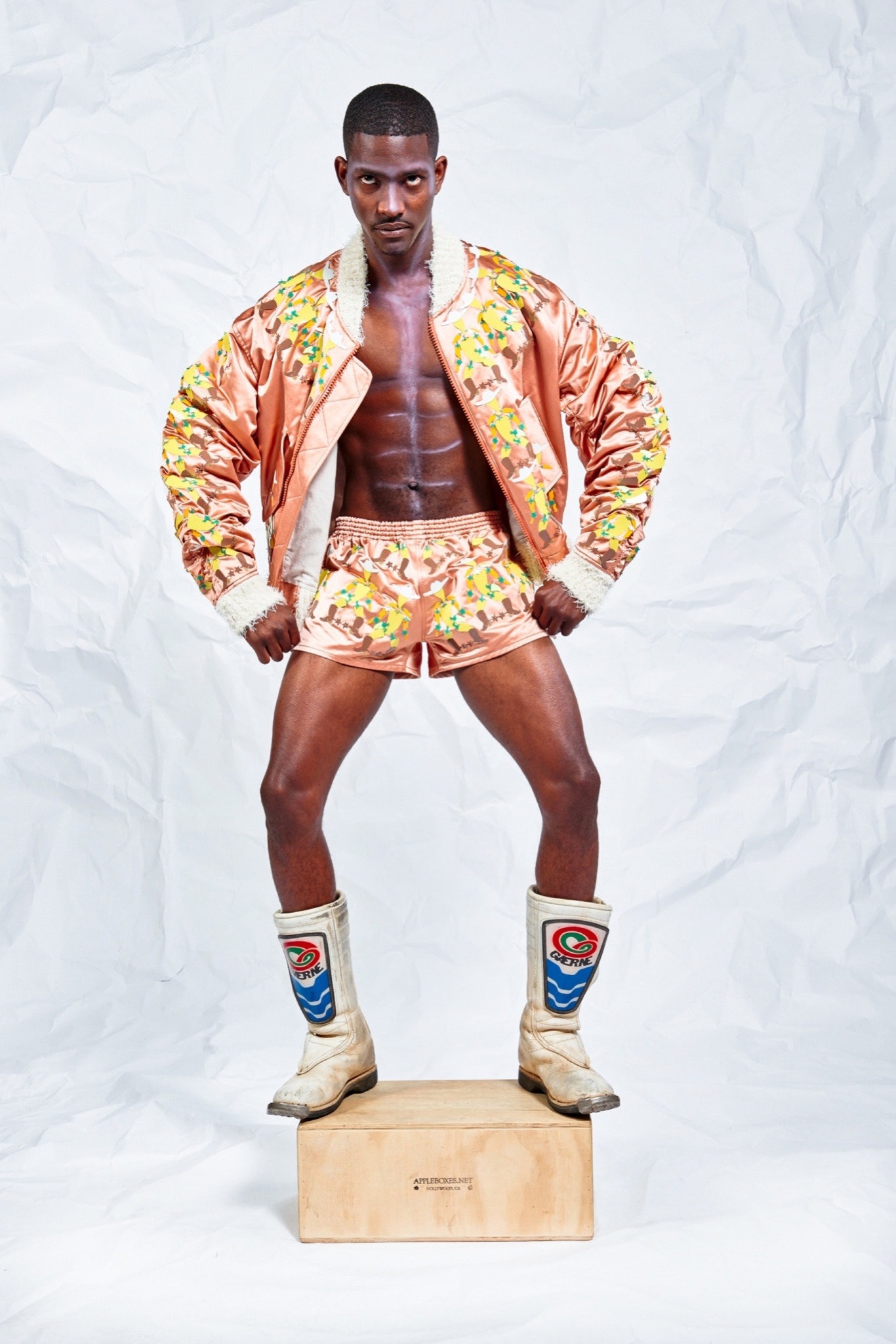 printed satin cropped jacket