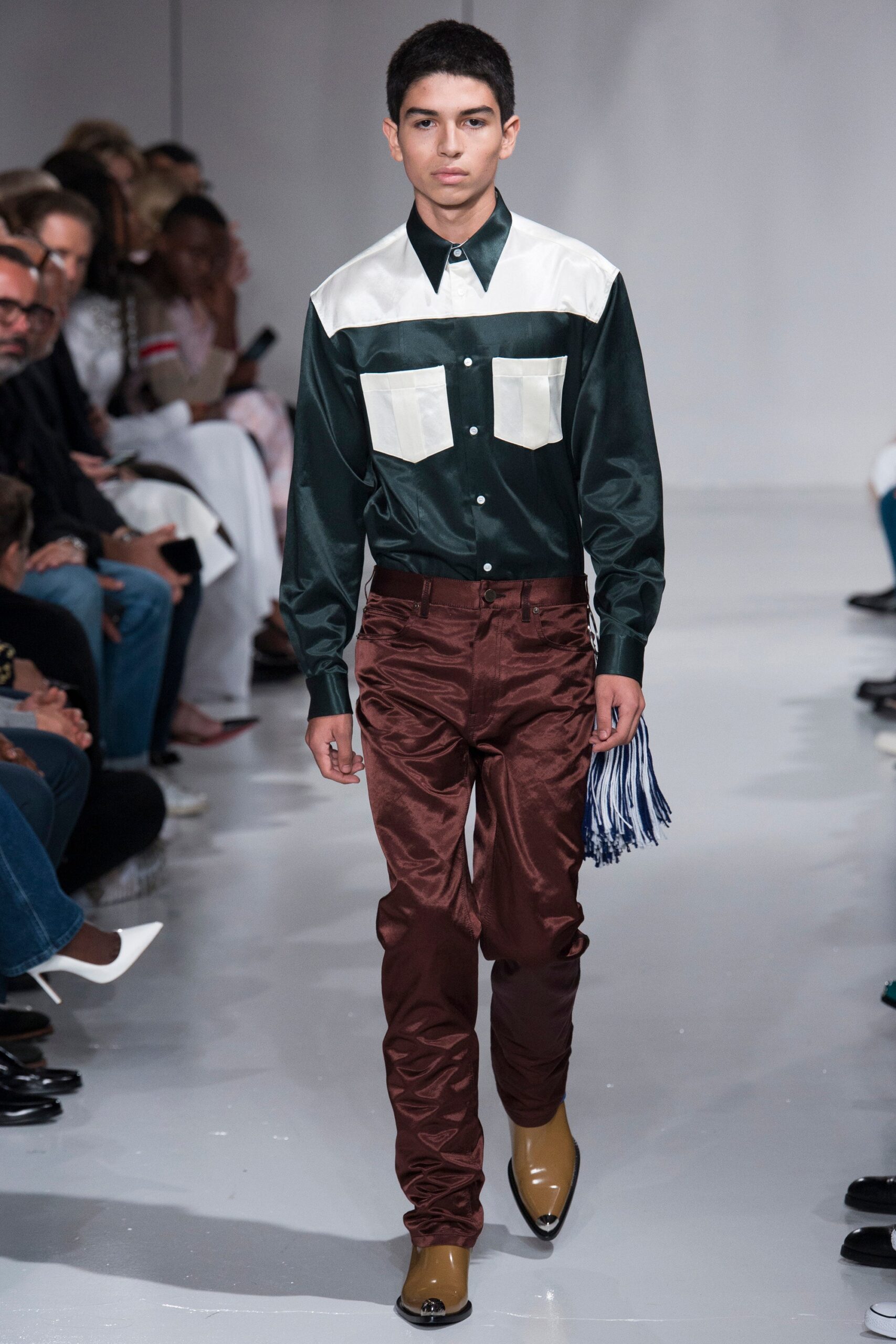 color-block western satin shirt