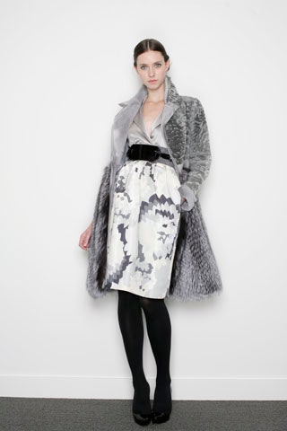 gray fur open-front coat