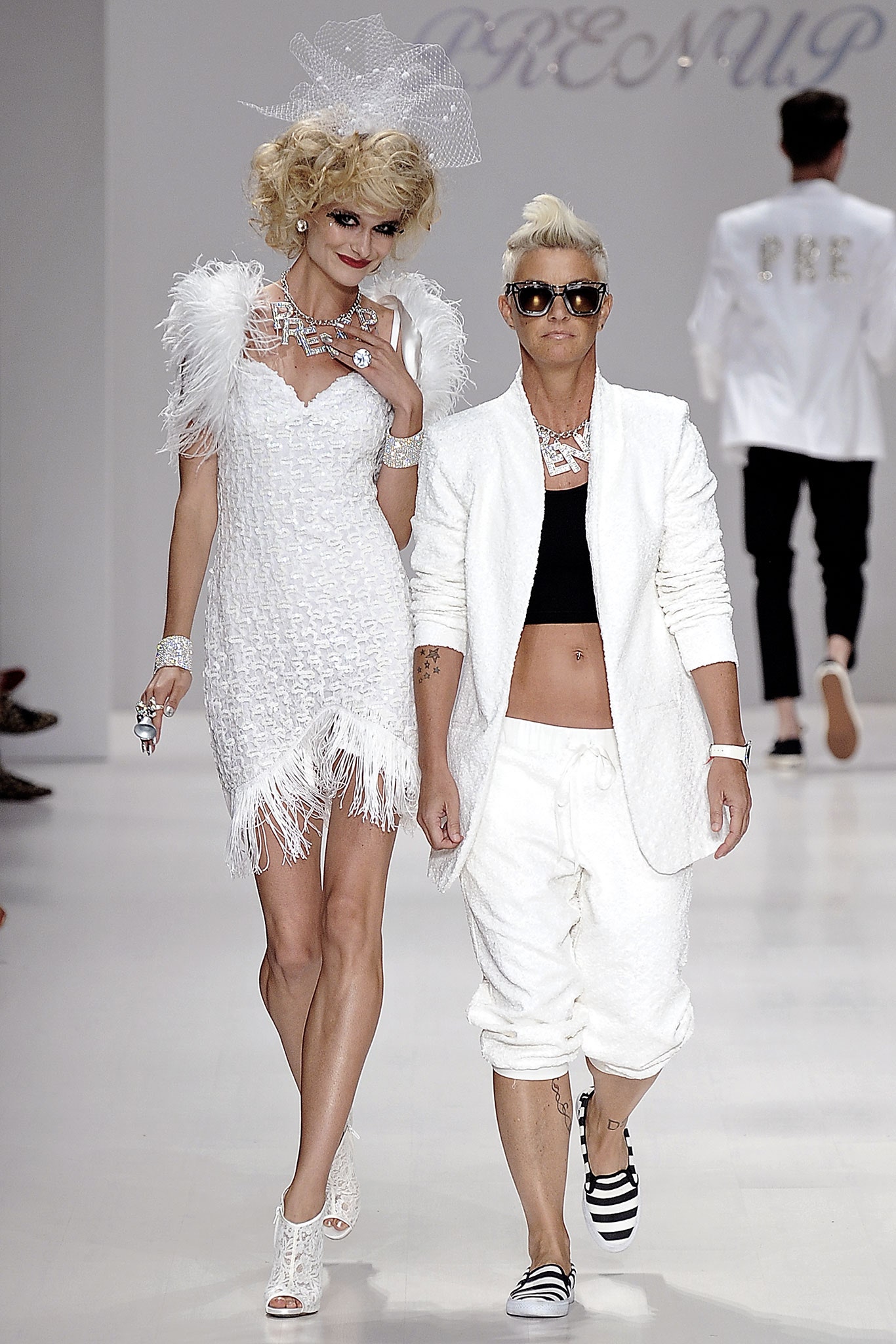 white feather-trim mini dress