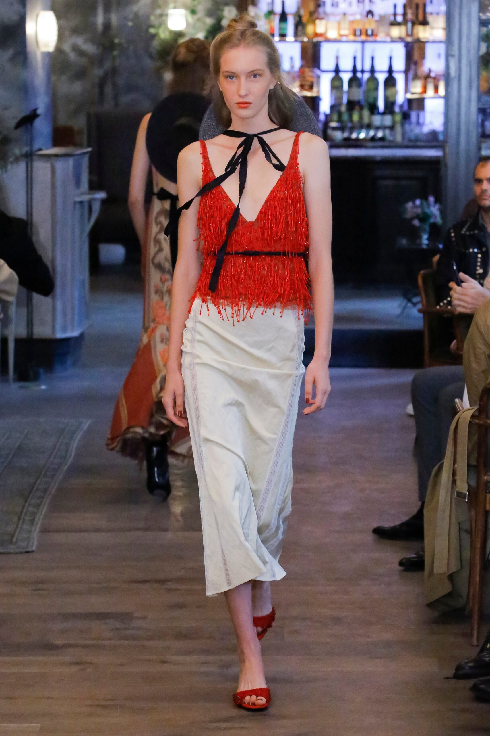 red fringed cropped top