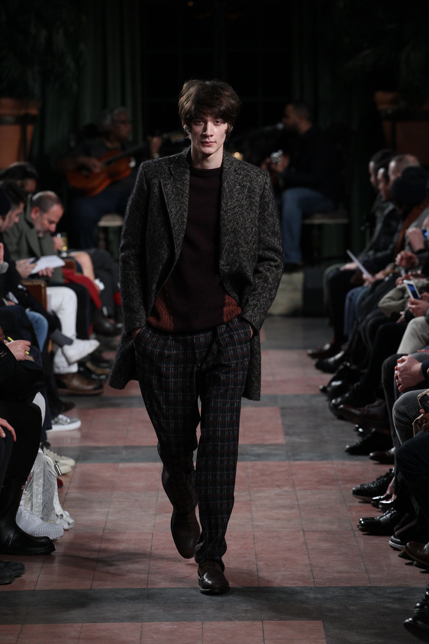 gray herringbone wool coat