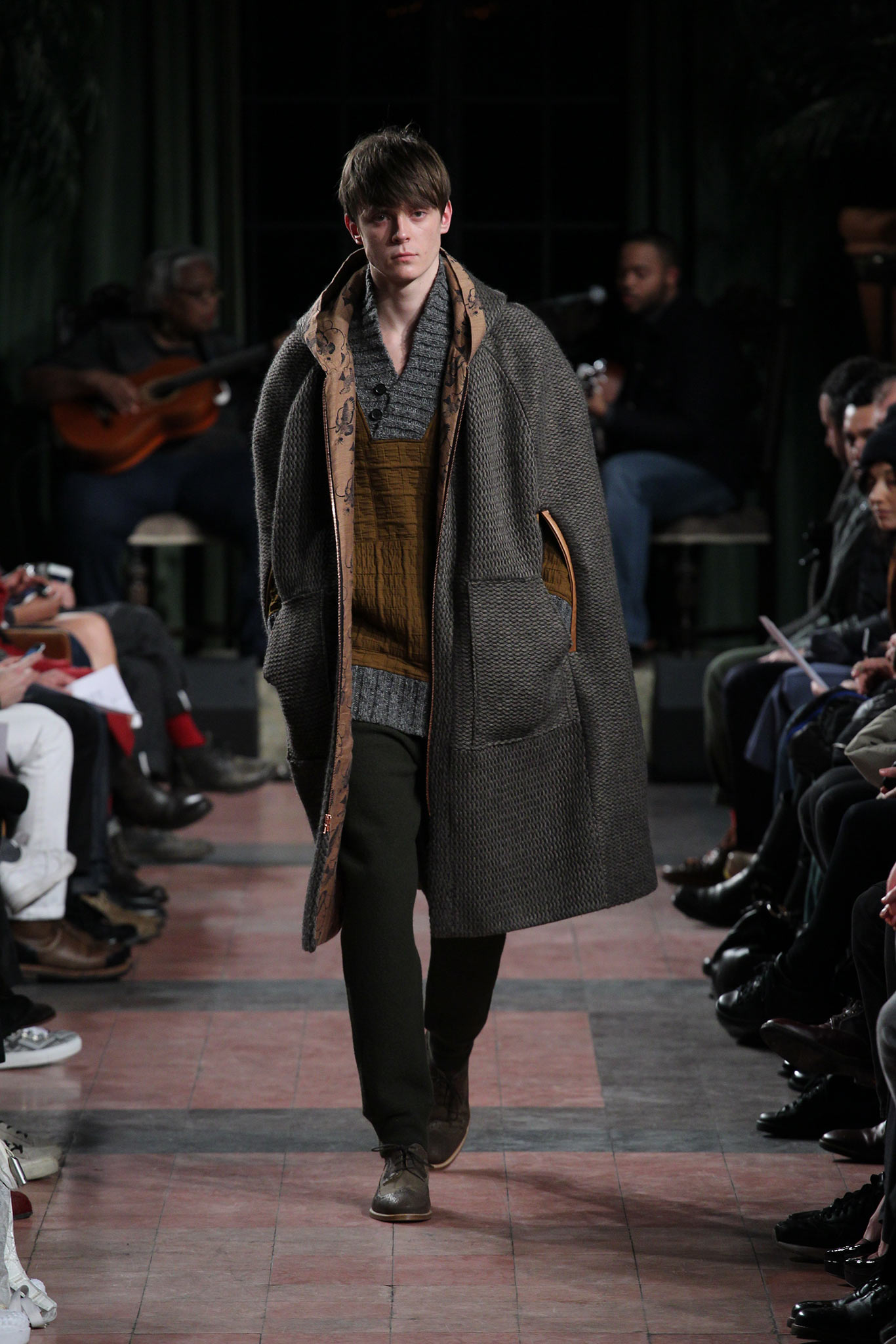 oversized gray knit coat