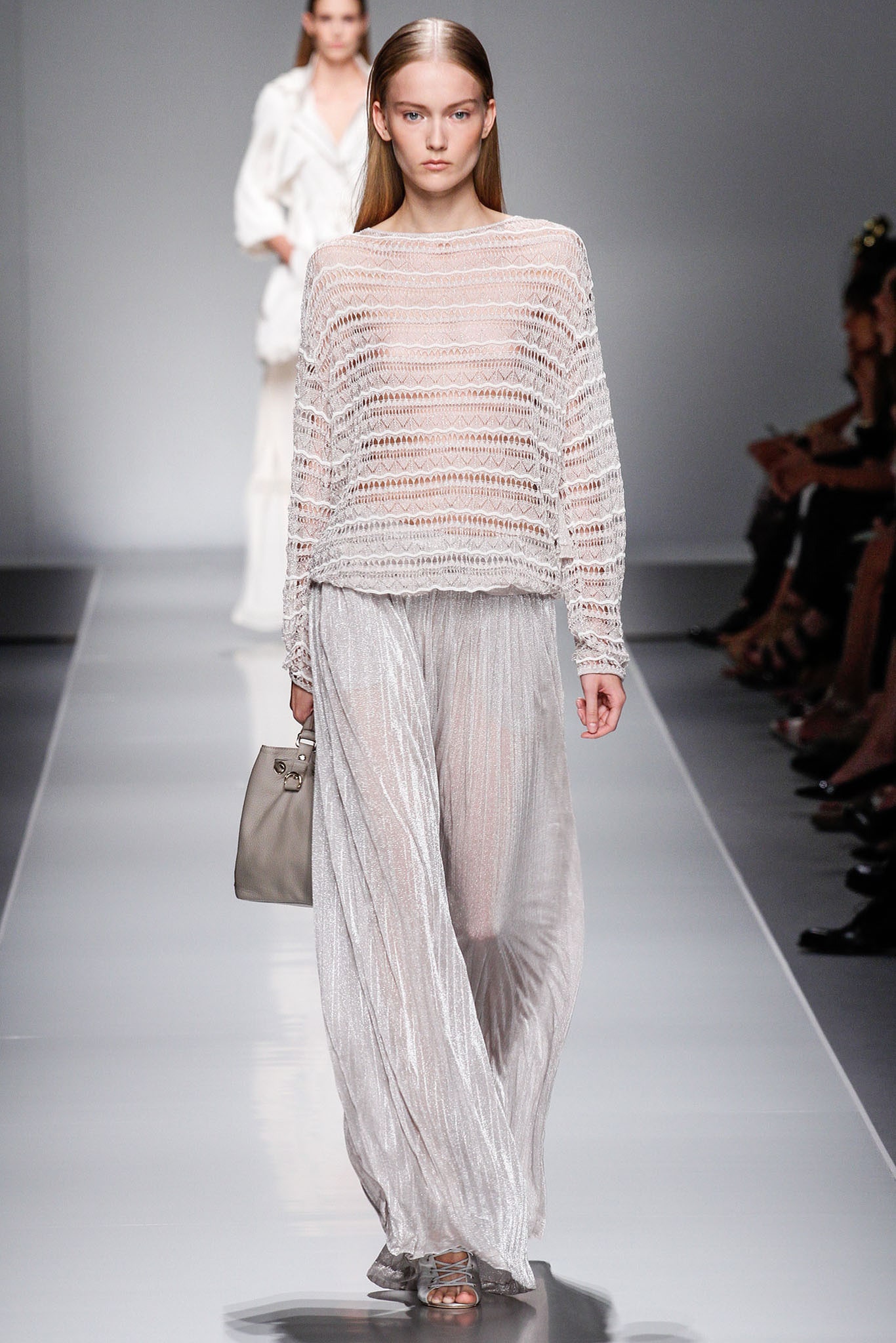 ivory unknown relaxed wide-leg pleated shiny flowing pants