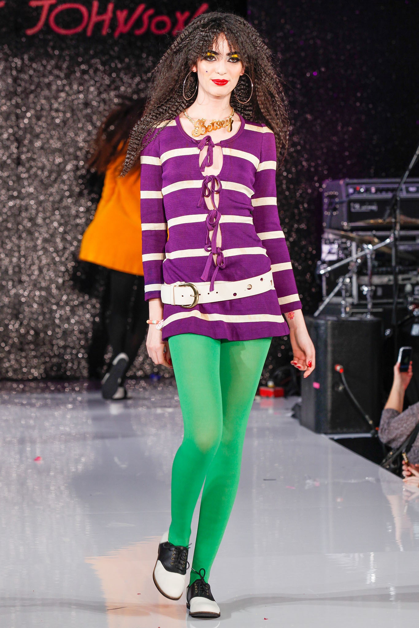 purple striped cutout mini-dress