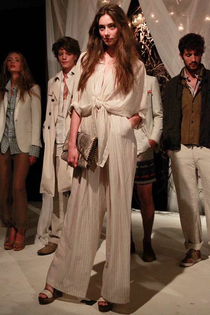 ivory knotted pleated jumpsuit