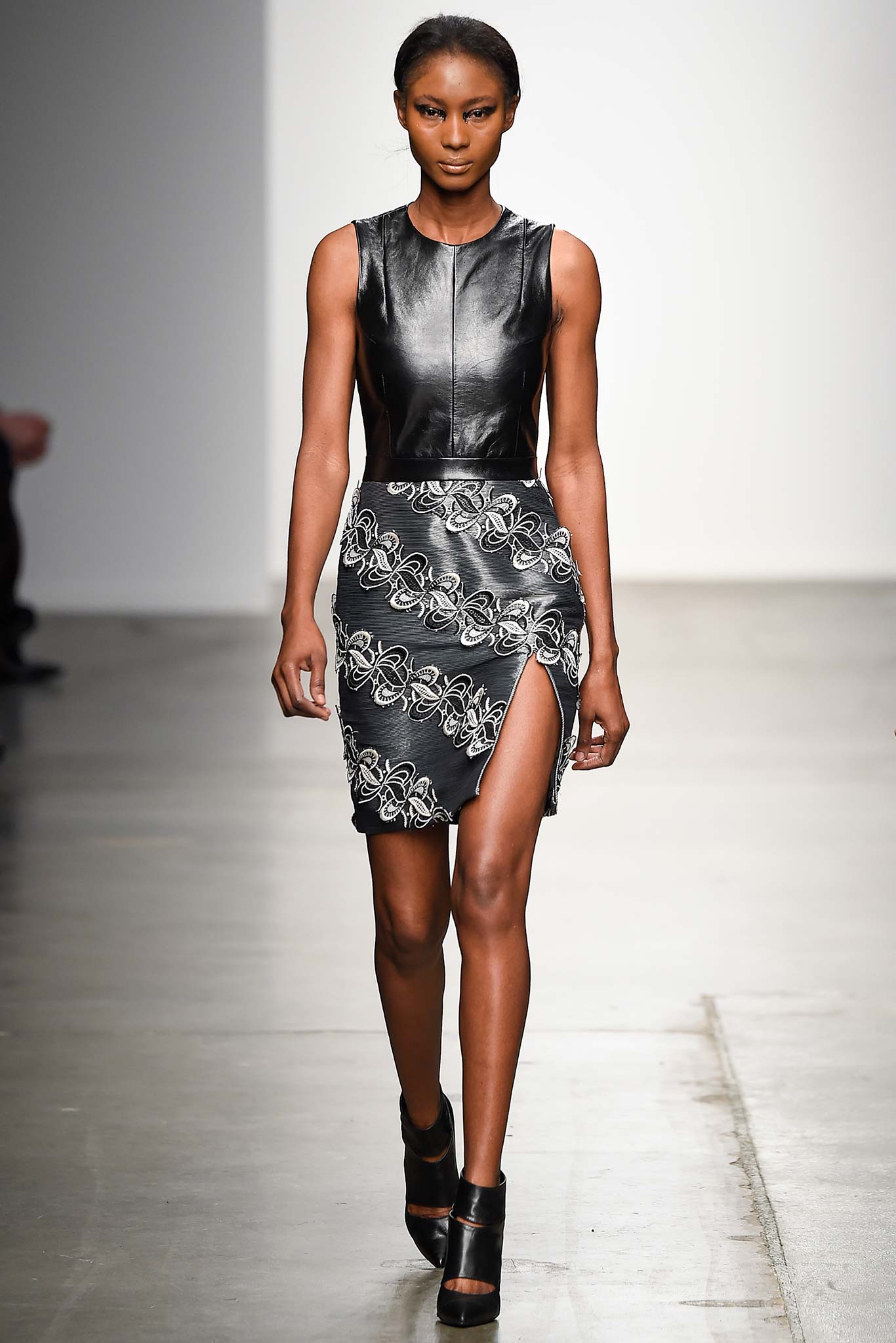 black leather sleeveless top