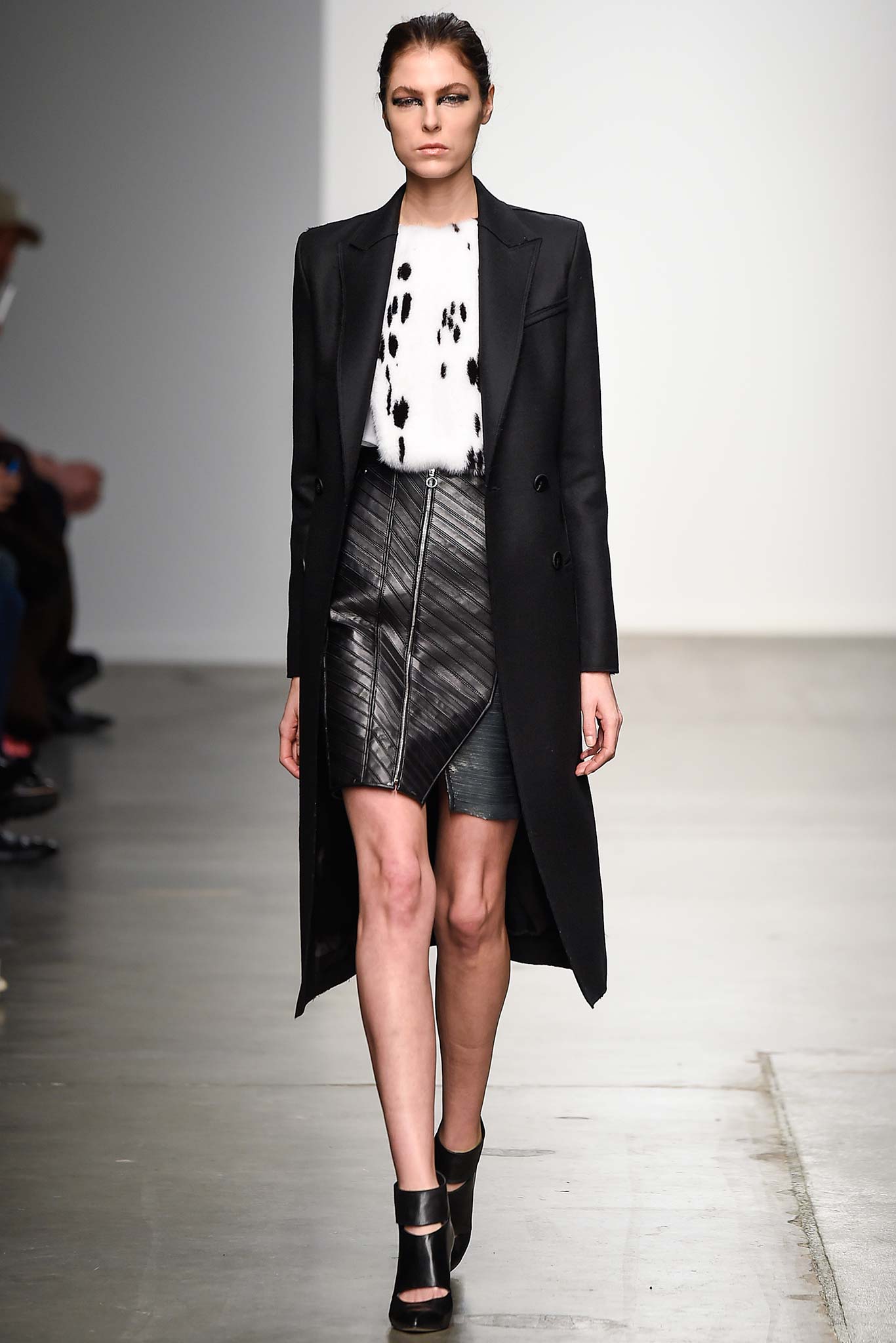 black double-breasted long coat