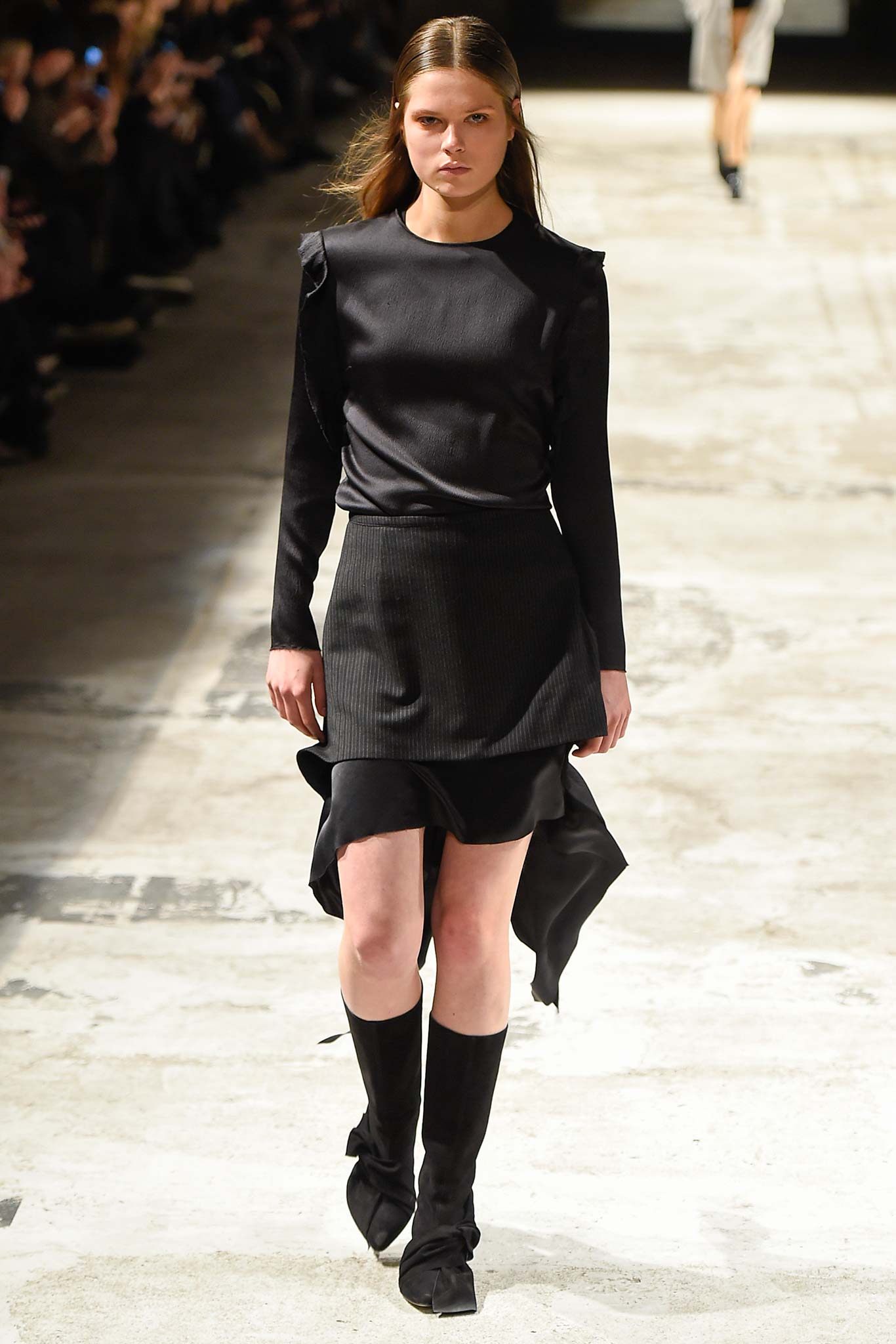 asymmetric pinstripe mini skirt