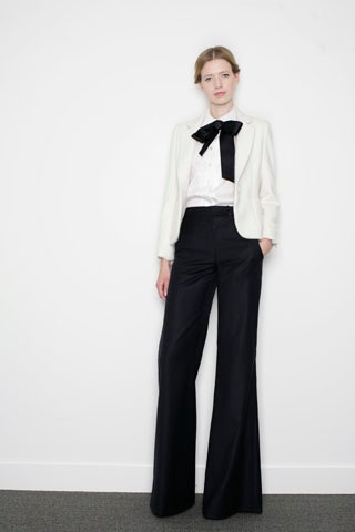 white blazer with black bow tie