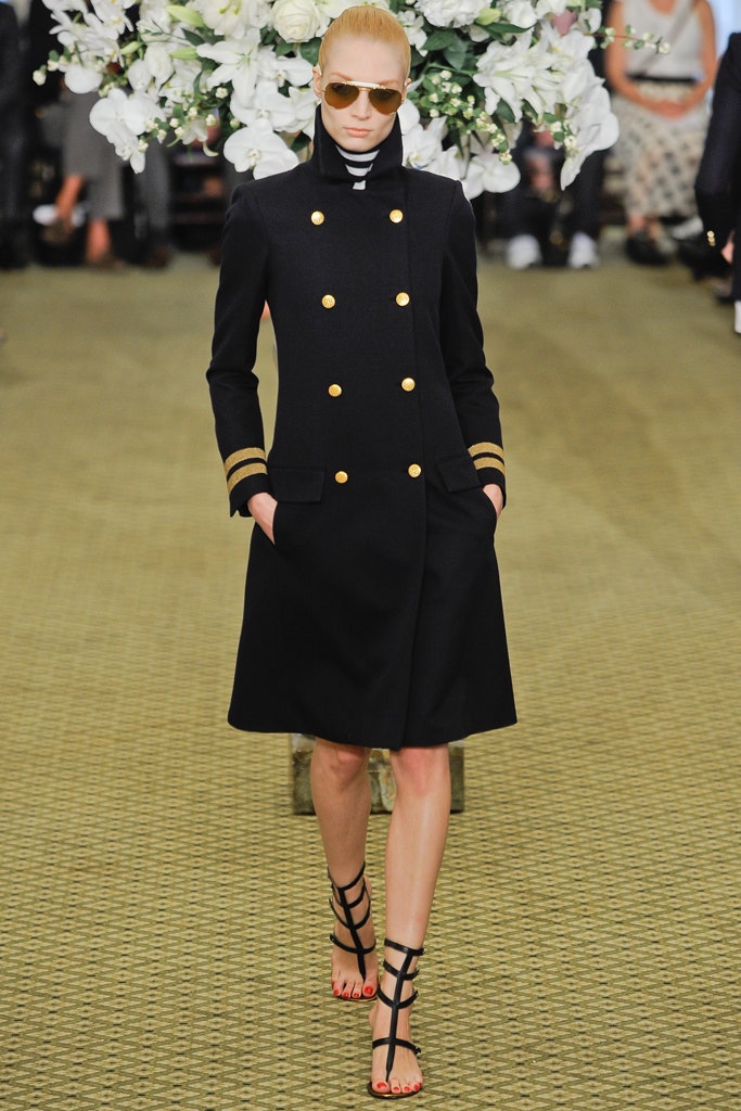 black double-breasted military coat