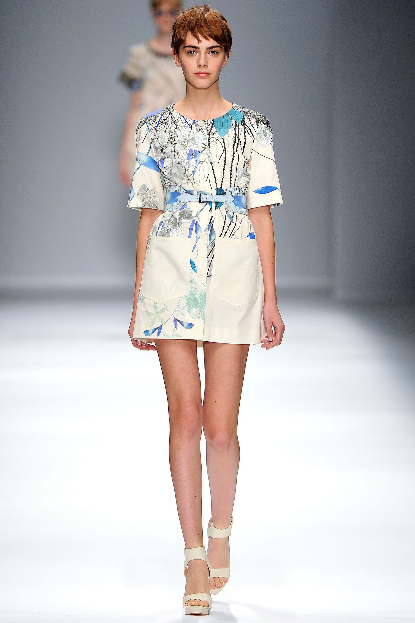 printed belted shirt dress