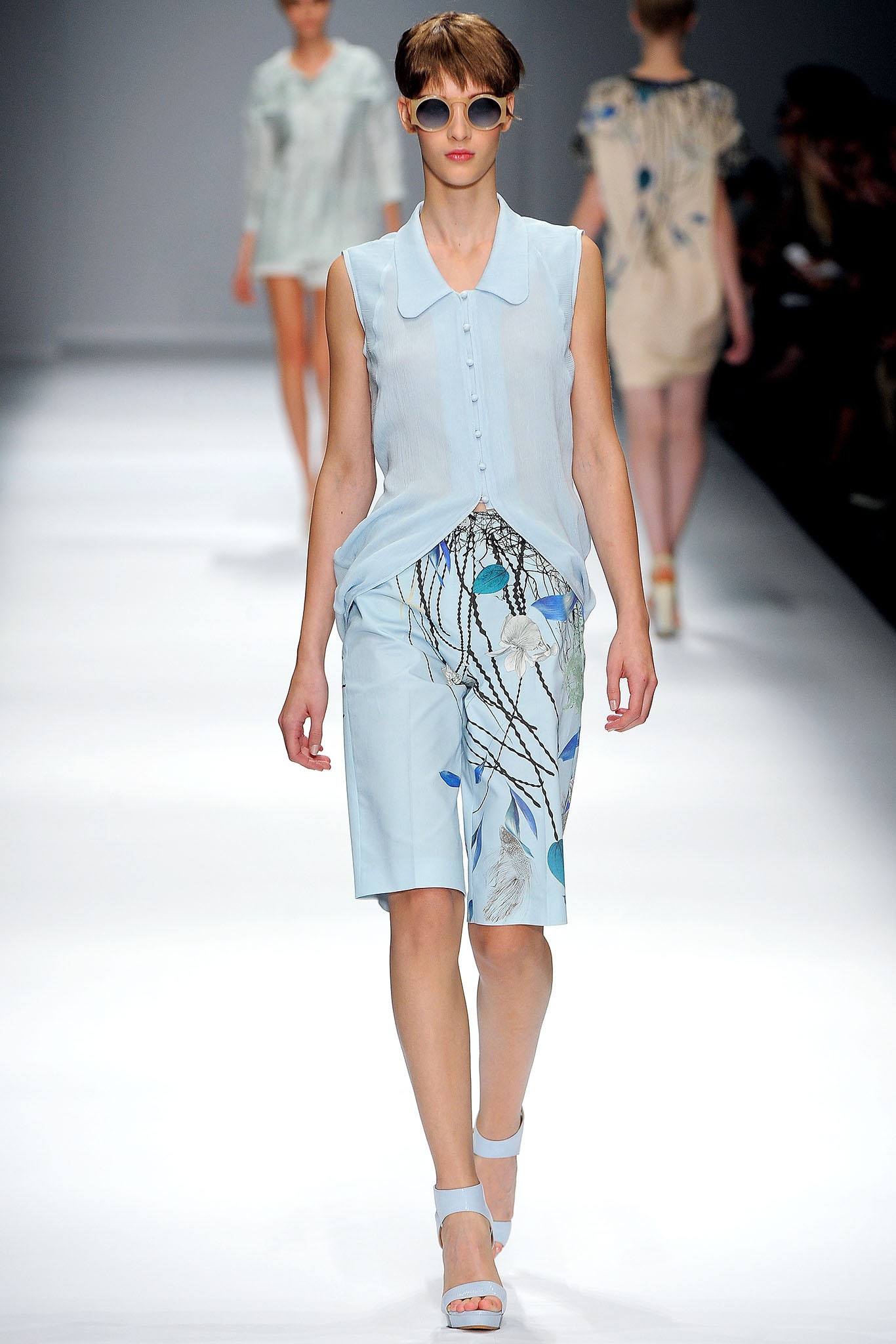 powder blue sleeveless blouse