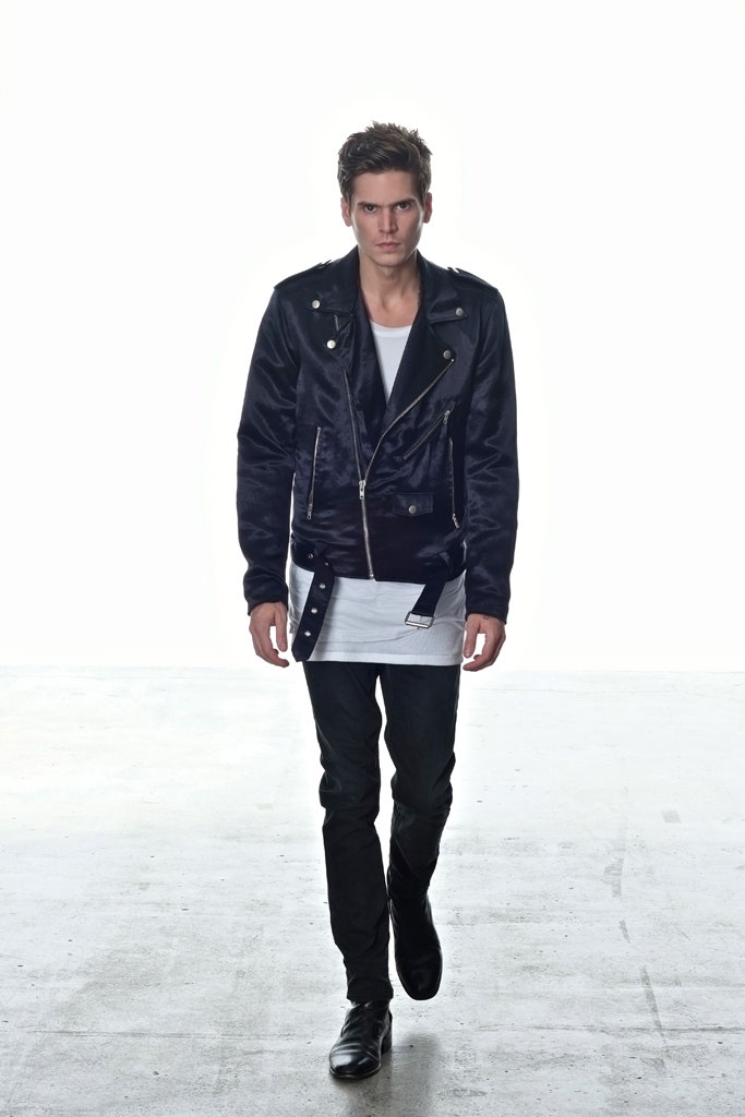 black shiny biker jacket