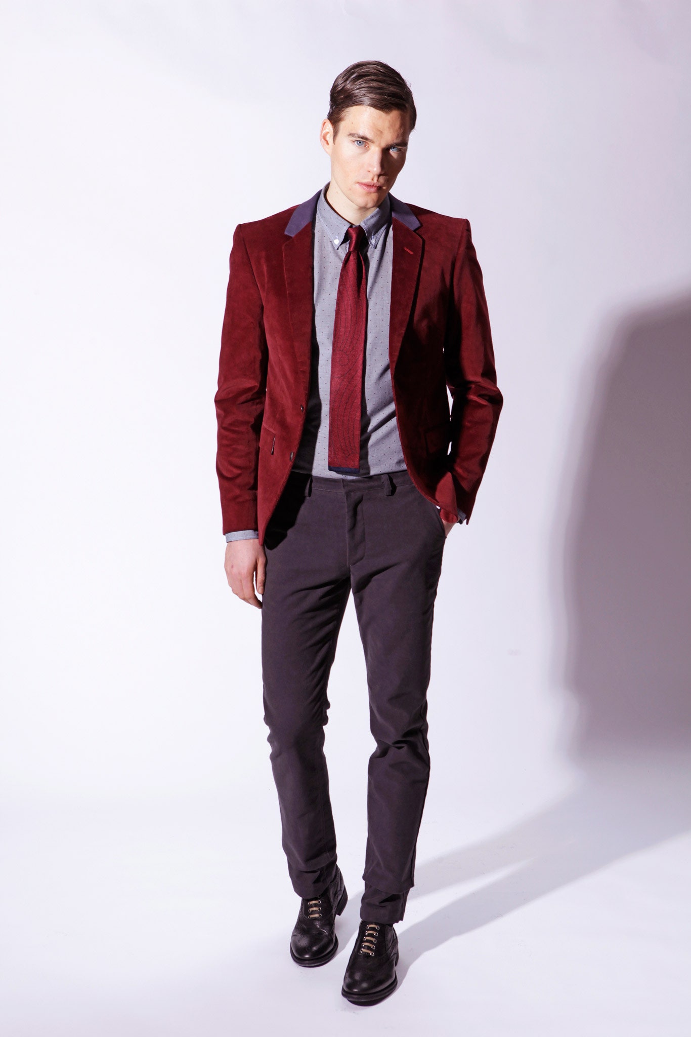 red suede tailored blazer