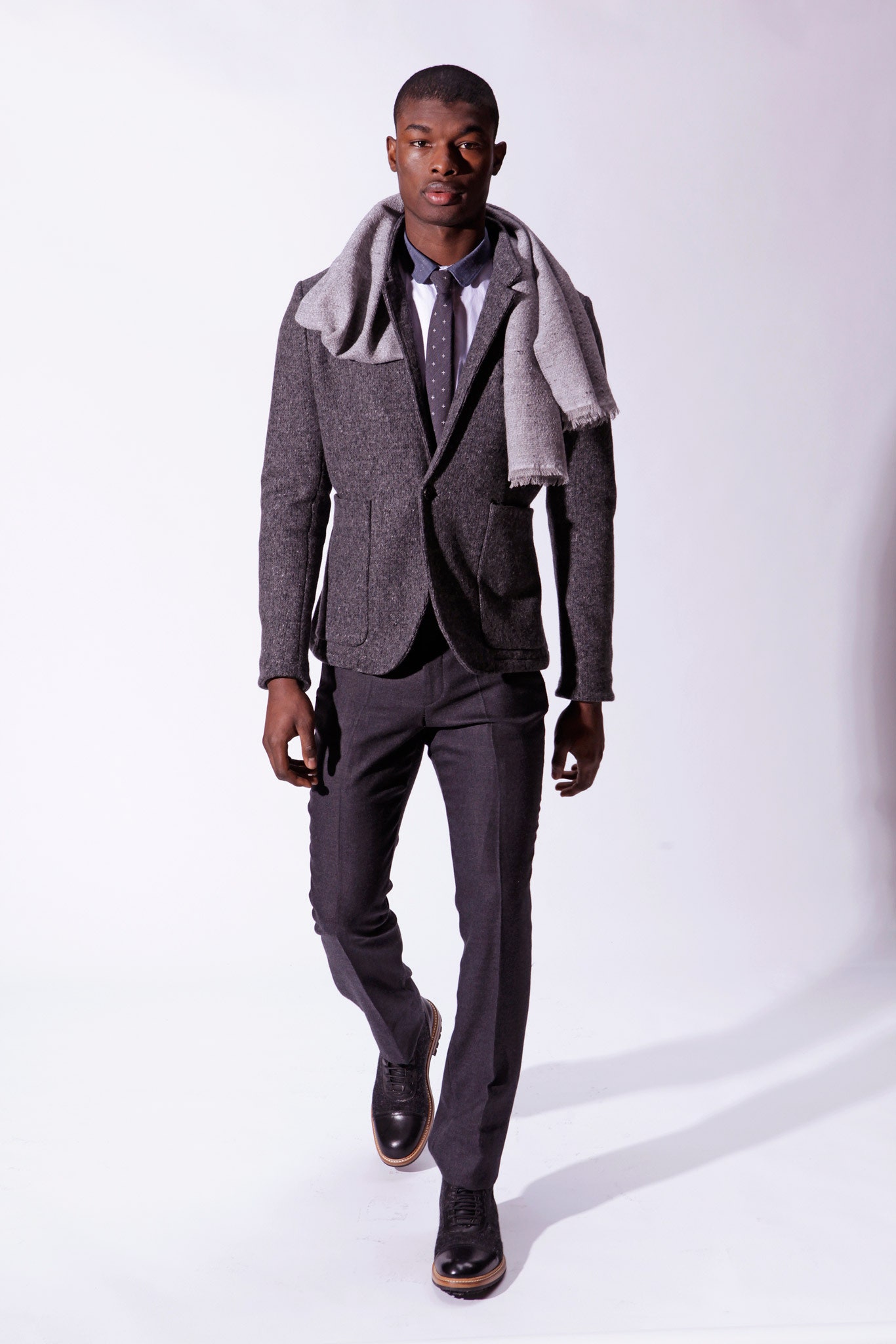 gray wool tailored blazer