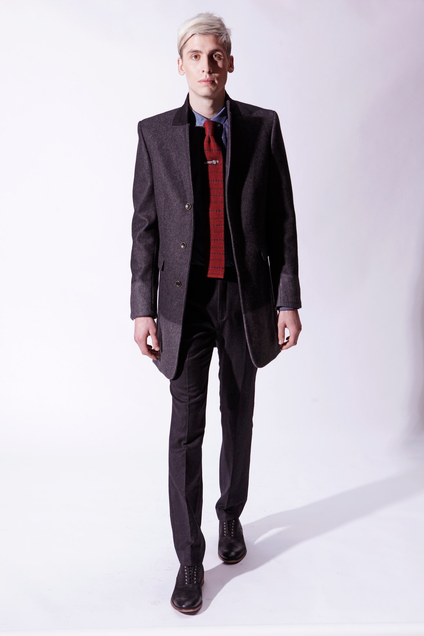 gray wool tailored coat