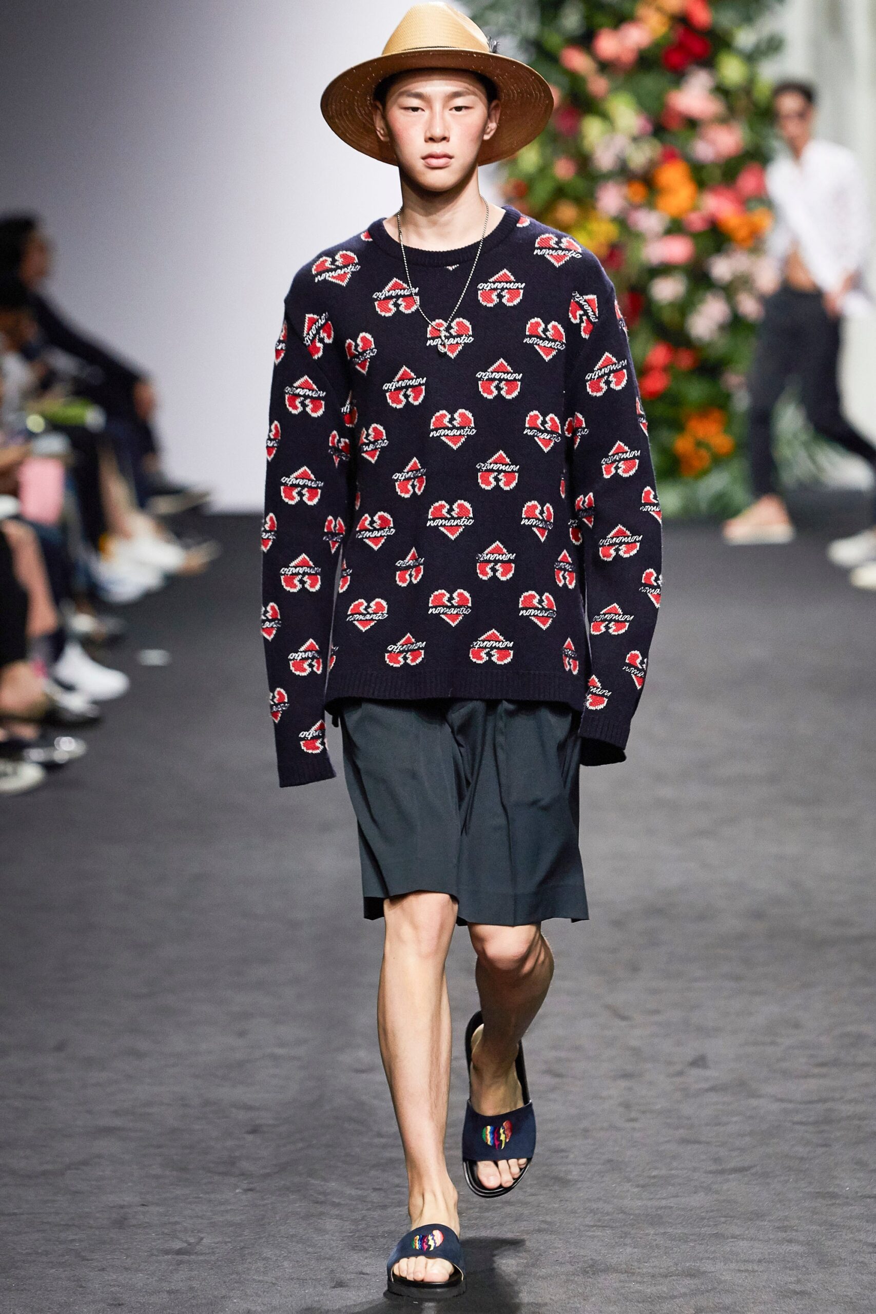 printed knit long-sleeve sweater