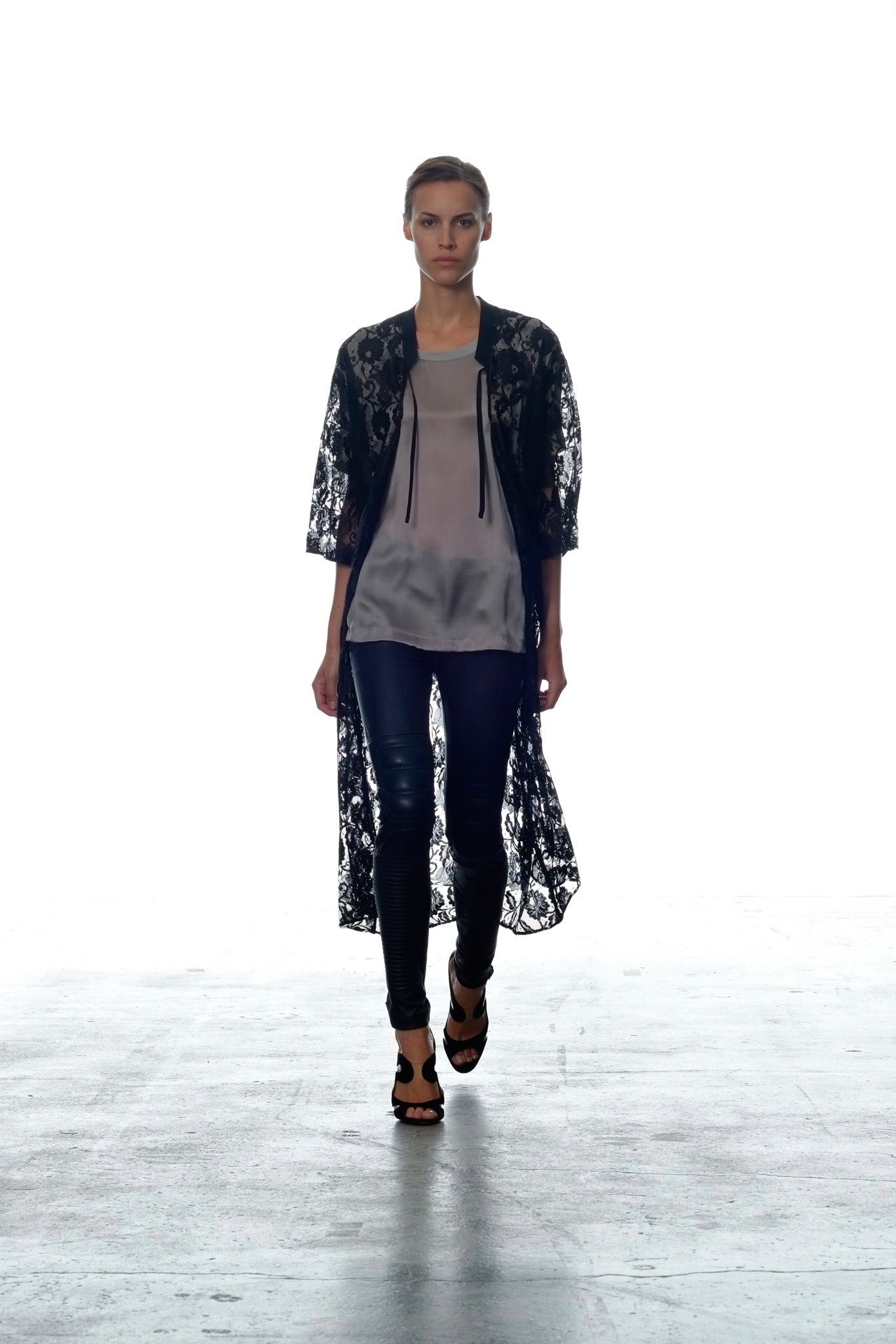 black sheer lace long jacket