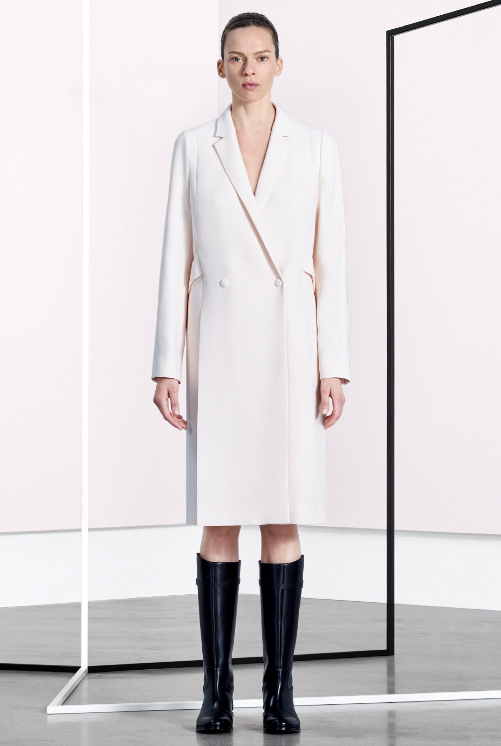 ivory double-breasted tailored coat