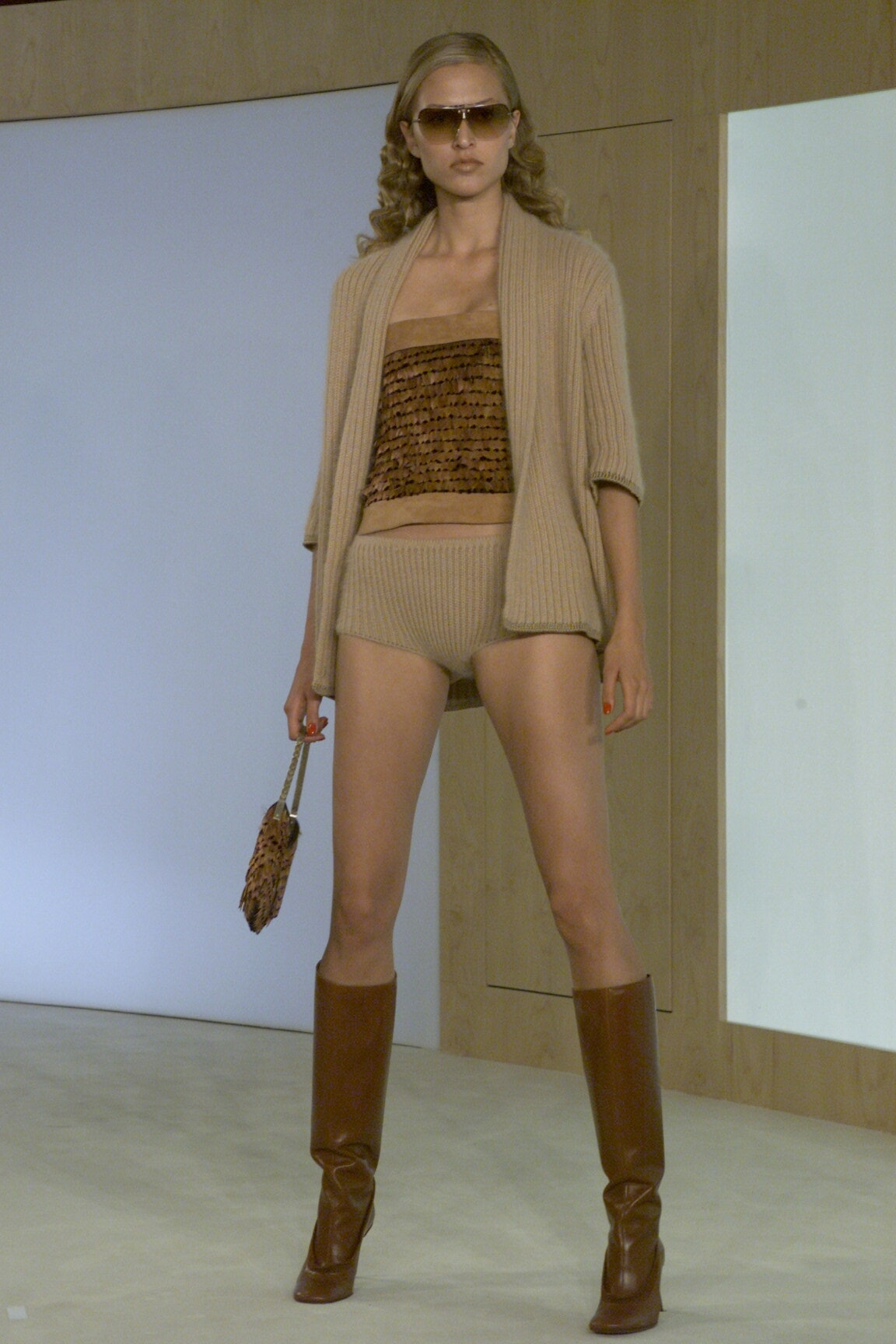 beige knit open-front short-sleeve relaxed ribbed textured cardigan
