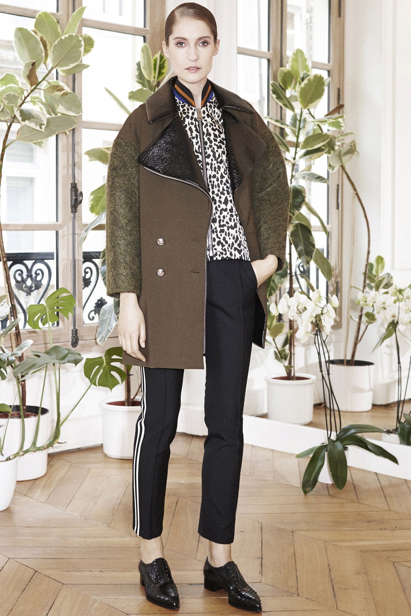 oversized brown paneled coat