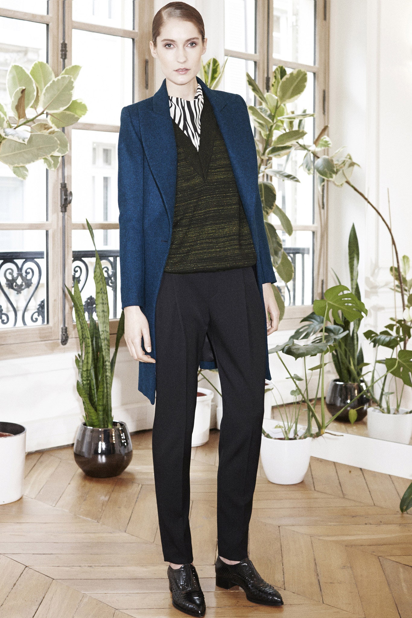 blue tailored long coat