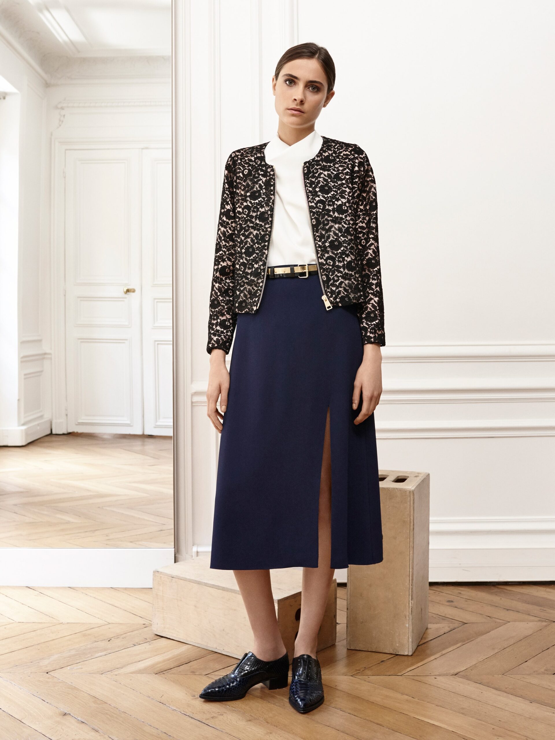 black floral lace cropped jacket