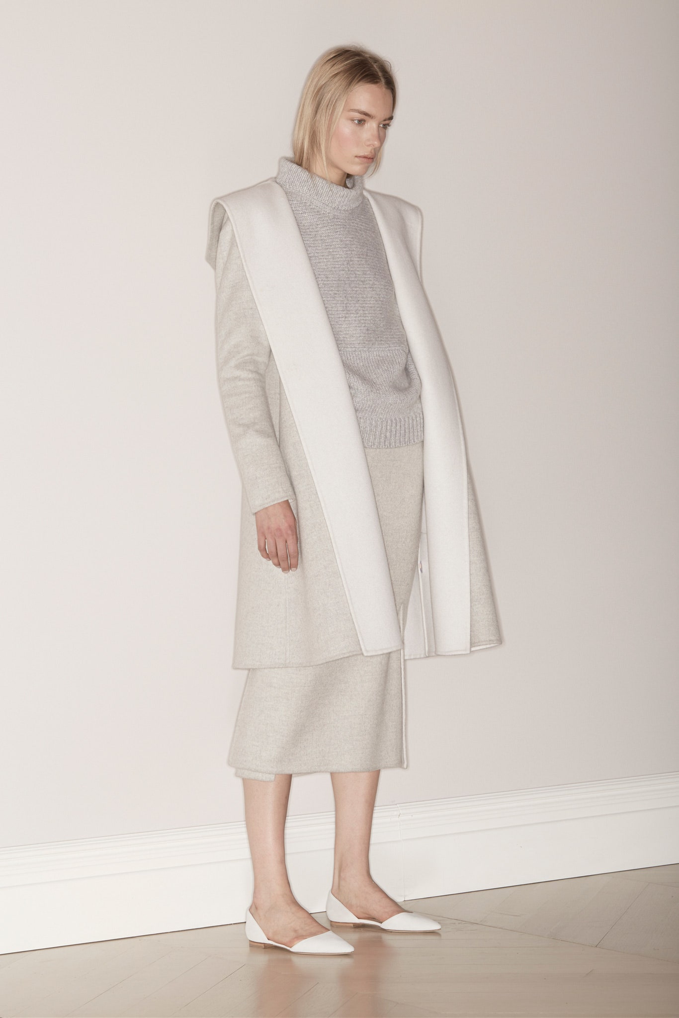 ivory longline open-front coat