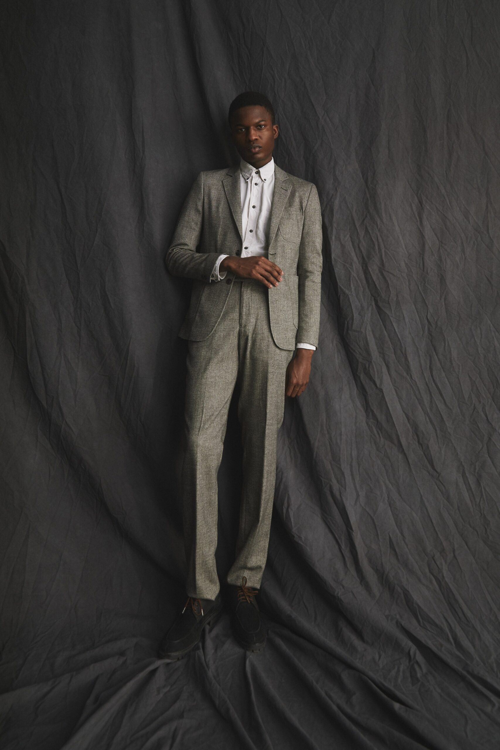 gray tailored wool blazer