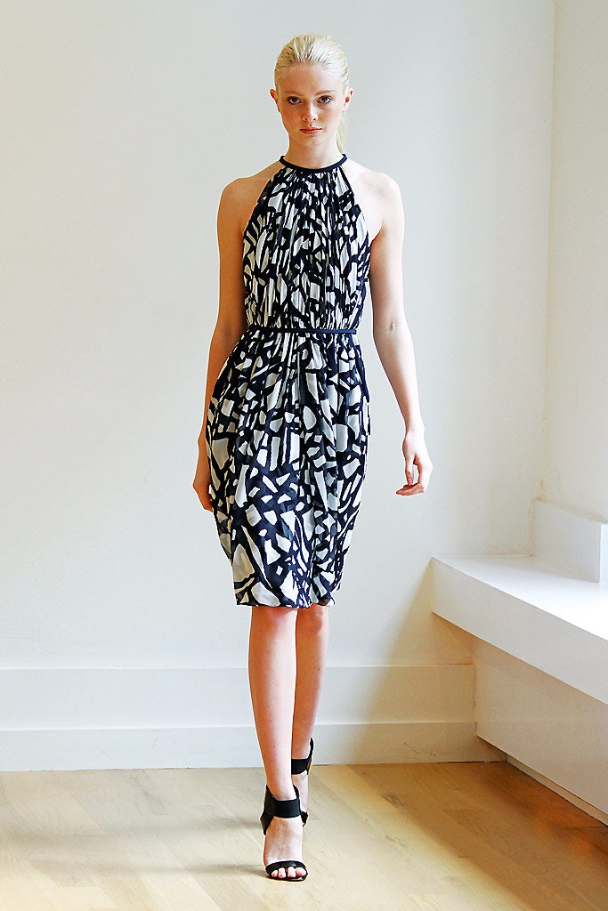 black and white halter midi-dress