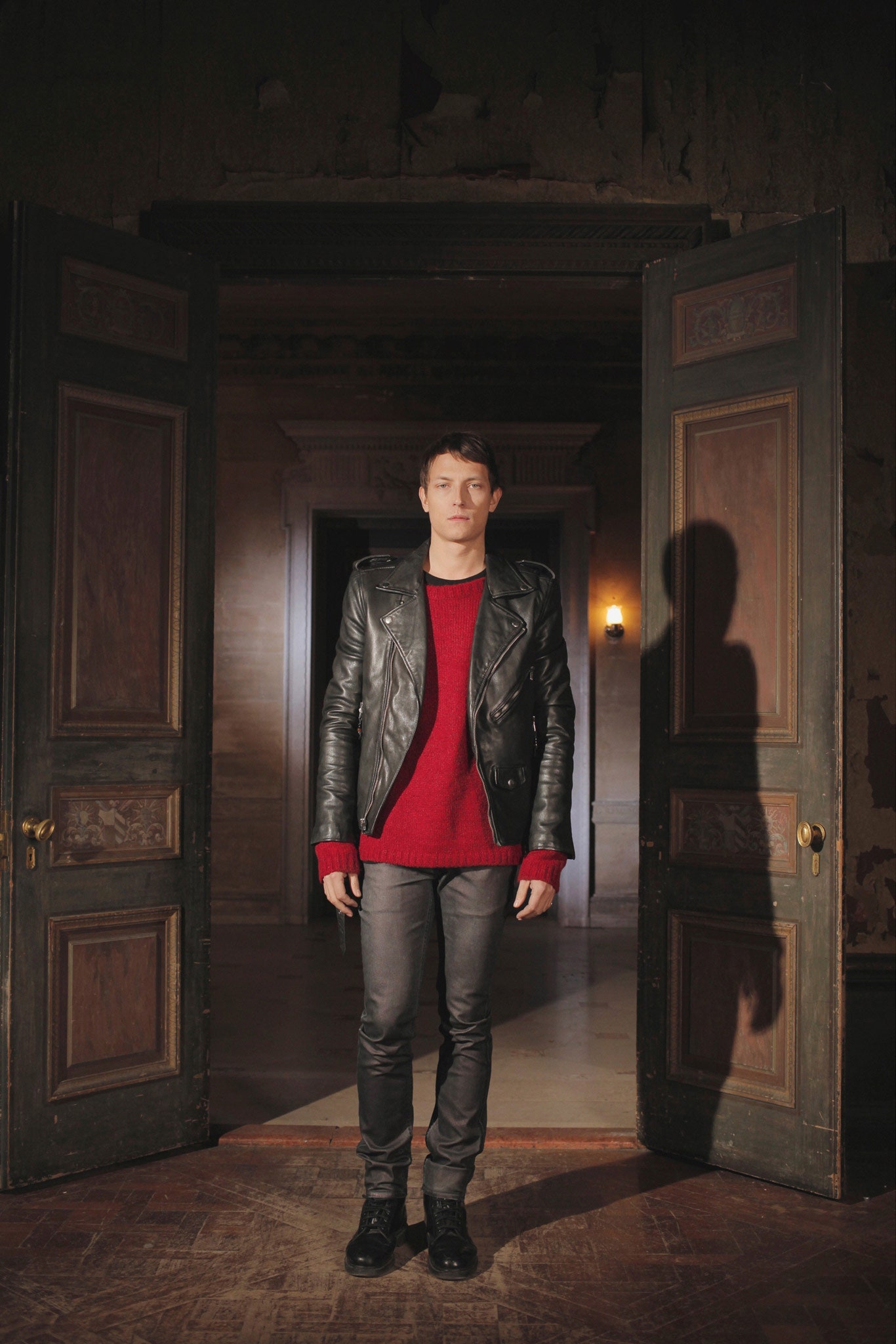 black leather asymmetric biker jacket