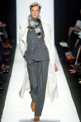 gray pinstriped belted jacket
