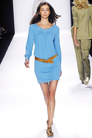blue long-sleeve belted mini-dress