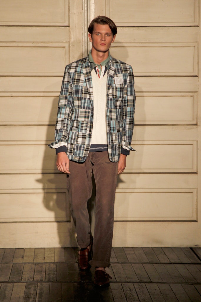 blue checked tailored blazer