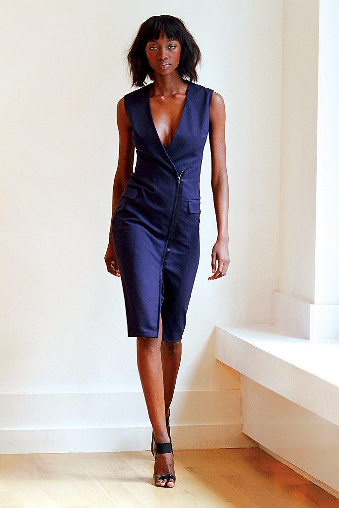 blue satin asymmetric midi-dress