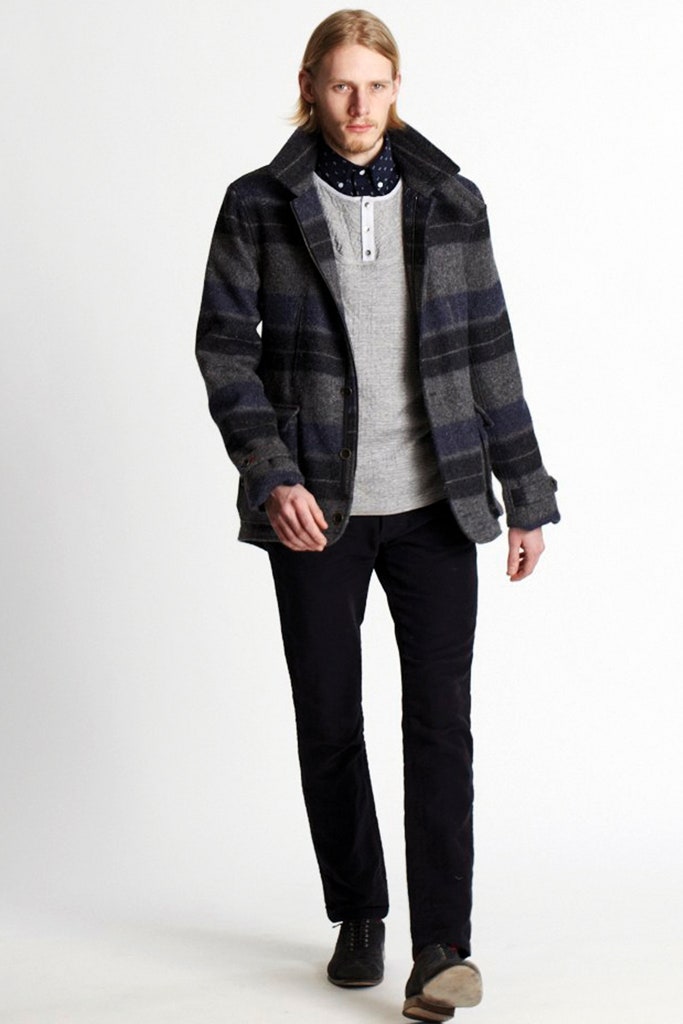gray checked wool coat