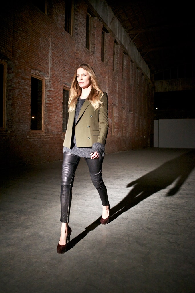 olive double-breasted tailored blazer